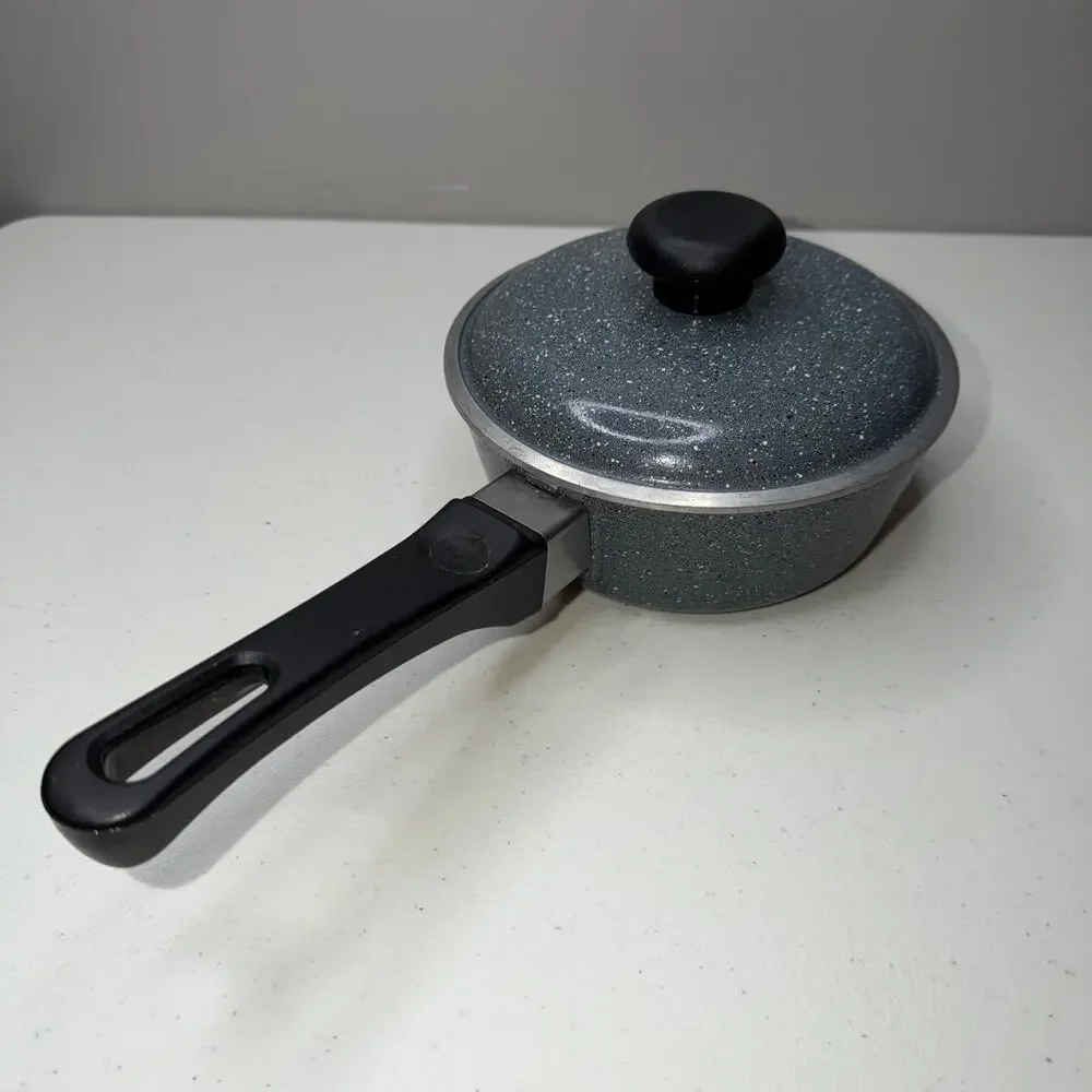 1970s Club Cast Aluminum 1 Quart Saucepan and Lid Speckled Grey Club Cooking Pan